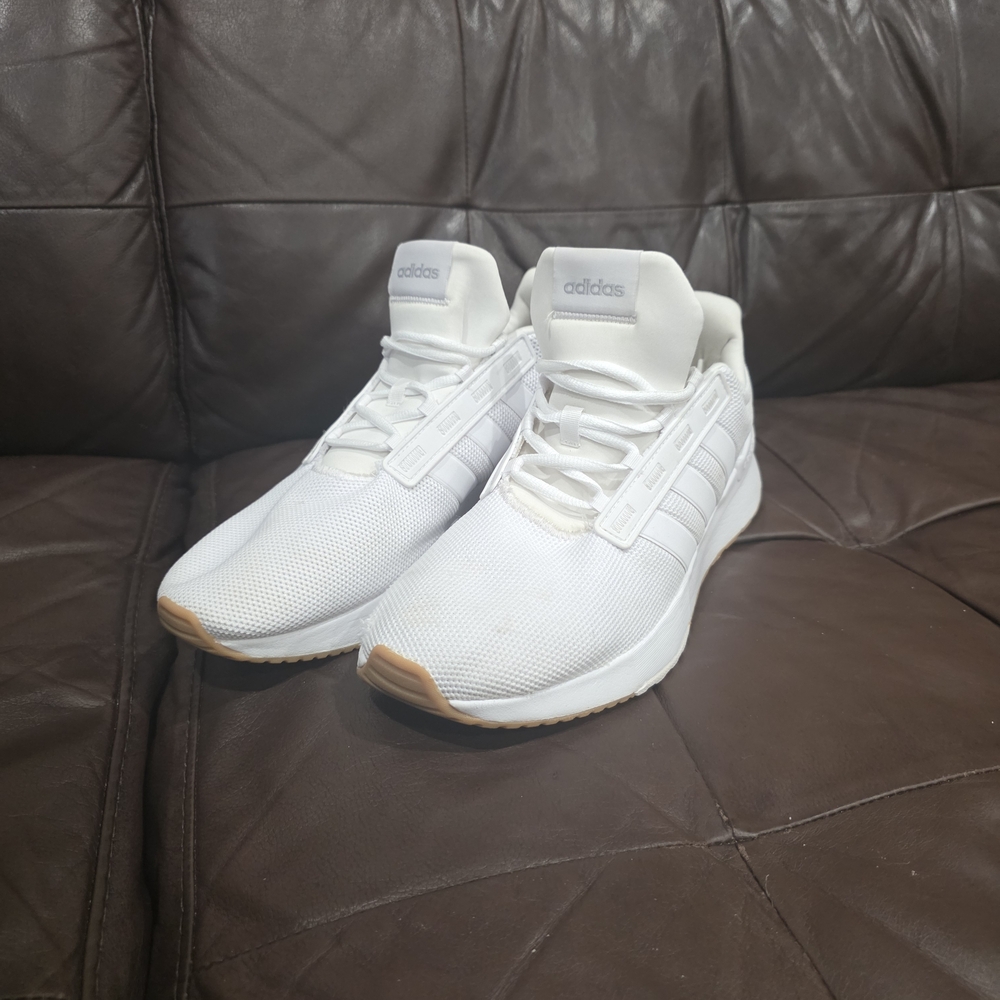 adidas White Mesh Sneakers with Gum Soles